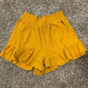 Cato Mustard High Waist Ruffle Shorts